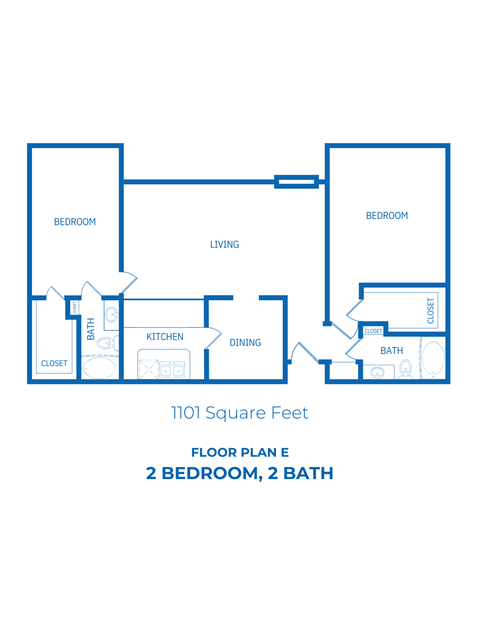 2 Bed, 2 Bath floorplan