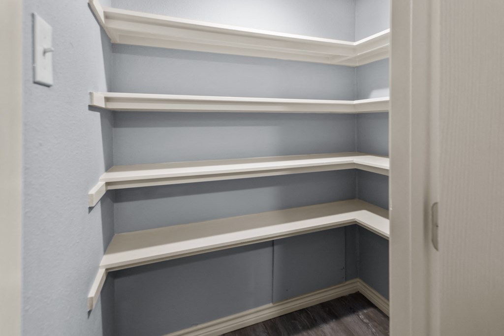 a walk in closet in a 555 waverly unit