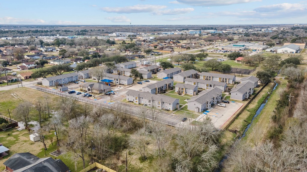 an aerial view of a group of houses in a neighborhood