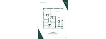 A floor plan of a 4 bedroom apartment.