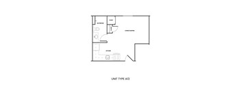 A drawing of a floor plan for a unit type A13.
