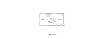 A floor plan of a unit type B4 with a closet, a bedroom, a bathroom, and a kitchen/living area.
