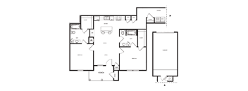 a floor plan of a house showing the bedrooms and the living room