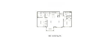 A floor plan of a 1132 square feet apartment.