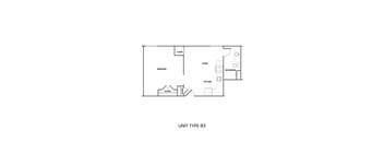 A floor plan of a unit type B3 with labeled rooms.
