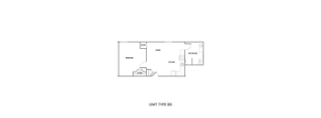 A floor plan of a unit type B6 showing the layout of a bedroom, living room, kitchen, bathroom, and closet.