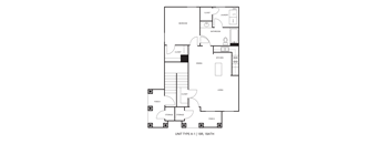 A black and white diagram of a house layout with labeled rooms.