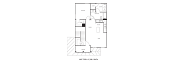 A black and white diagram of a floor plan for a unit type A-2 with 1 bath.
