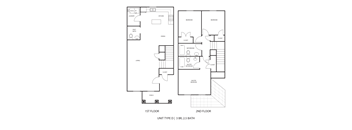 A black and white image of a floor plan for a 3 bedroom apartment.