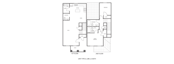 A drawing of a two-story house plan with labeled rooms.