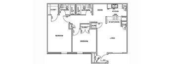 A floor plan of a house with labeled rooms.