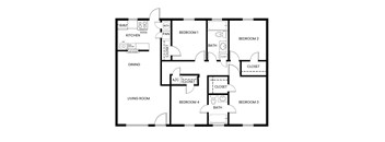 A black and white image of a house floor plan.