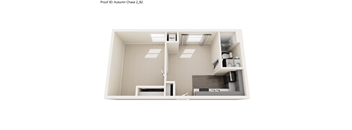 A white Autumn Chase 2, B2 proof ID image of a kitchen layout.