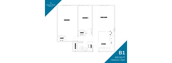 A floor plan for a 2 bedroom 1 bath apartment is shown.