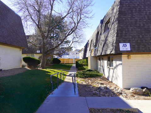 A residential area with houses numbered 15 and 17 at Mountain Terrace Apartments, Westminster.