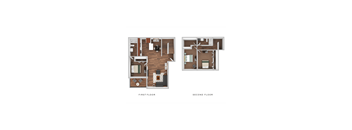 A diagram shows the layout of a two-story apartment.