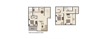 3 Bedroom 2 Bath Floor Plan at Garden Court, Colorado