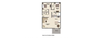 2 Bedroom 2 Bath Floor Plan at Garden Court, Denver