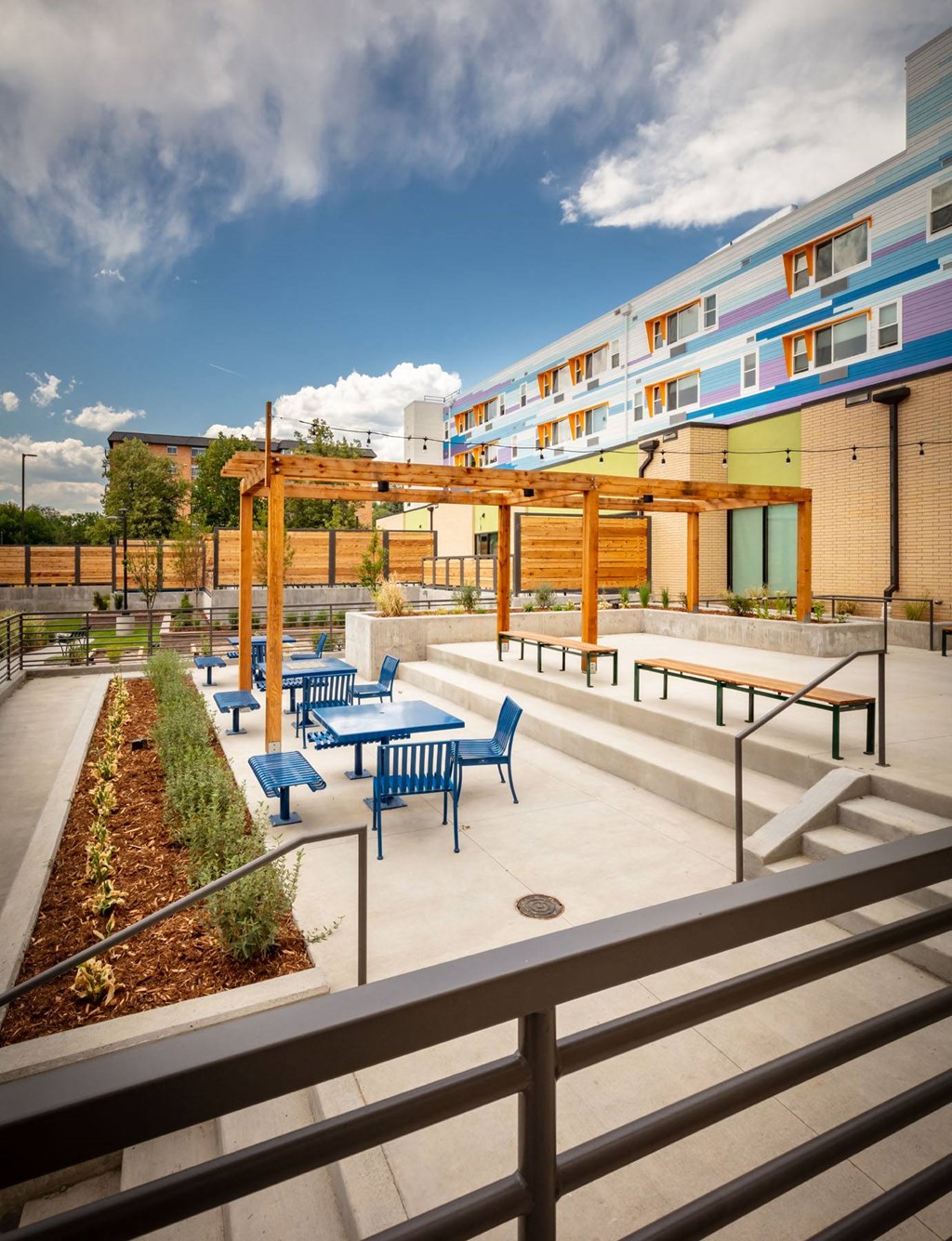 Outdoor Living Spaces at Arroyo Village Apartments, Denver, 80204