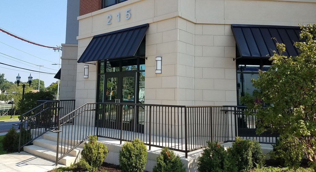 A building with the number 215 on it.