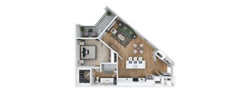 a floor plan of a home with a bedroom and a living room