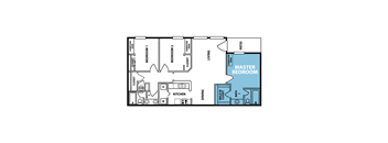 3 Bed 2 Bath Floor Plan at Collective on Riverside, Austin, TX