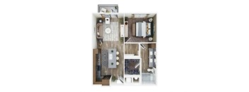 a floor plan of a house with a bedroom and a living room