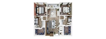 a1 floor plan  1 bedroom with 2 baths  129
