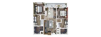 a 3d floor plan of a living room with a bedroom