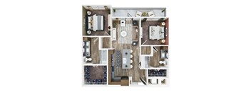 a 3d floor plan of a house with wood floors