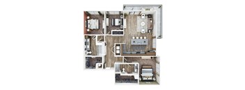 a 3d floor plan of a home with a bedroom and living room