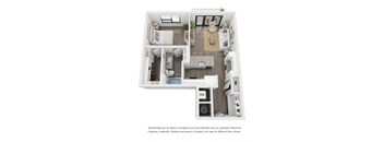 a floor plan of a 1 bedroom floor plan with a bathroom and a living room