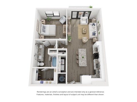 a 1 bedroom floor plan  woodland