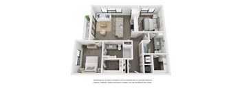 a 1 bedroom floorplan is shown with a bathroom and a living room