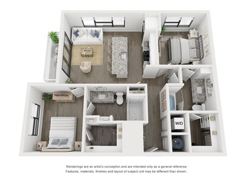 a 1 bedroom floorplan is shown with a bathroom and a living room