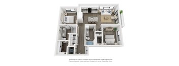 a 1 bedroom floorplan is shown with a bathroom and a living room