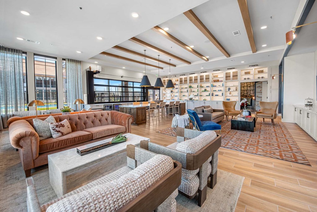 the lobby at the m on hennepin apartments in minneapolis, mn