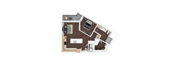 a floor plan of a 1 bedroom apartment