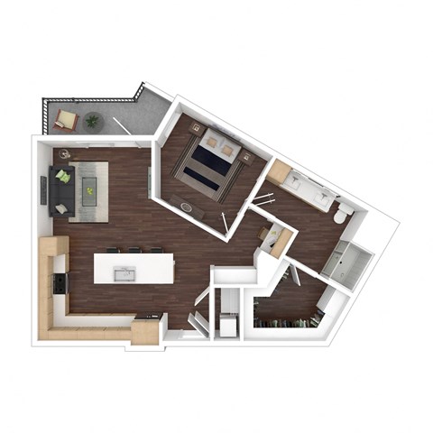 a floor plan of a 1 bedroom apartment