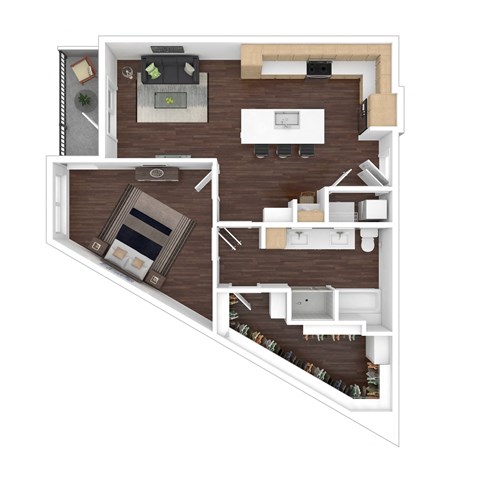 a floor plan of a 1 bedroom apartment
