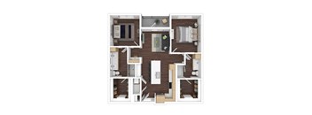 a floor plan of a studio apartment with a bedroom and a living room
