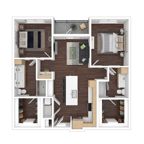 a floor plan of a studio apartment with a bedroom and a living room