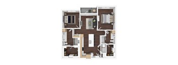 a floor plan of a studio apartment with a bedroom and a living room