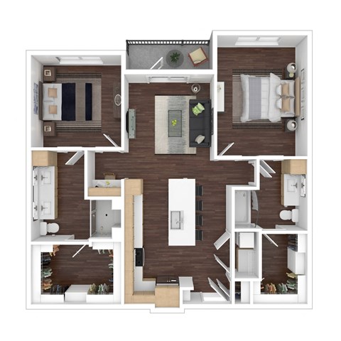 a floor plan of a studio apartment with a bedroom and a living room