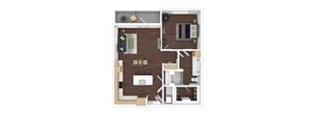 a floor plan of a 1 bedroom apartment