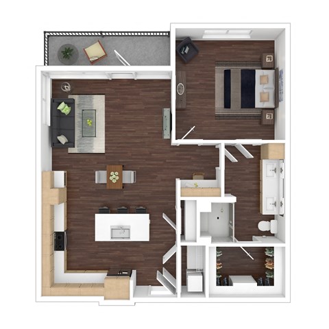 a floor plan of a 1 bedroom apartment