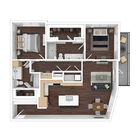 a floor plan of a 3 bedroom apartment