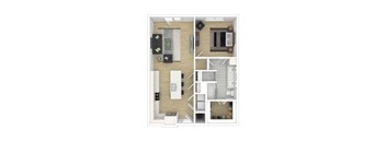 a floor plan of a bedroom with a bathroom and a living room