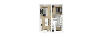 a floor plan of a bedroom with a bathroom and a living room