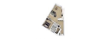 a floor plan of a home with a bedroom and a living room